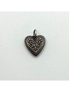 James Avery Retired Verona Heart Charm 925 Sterling Silver & Bronze